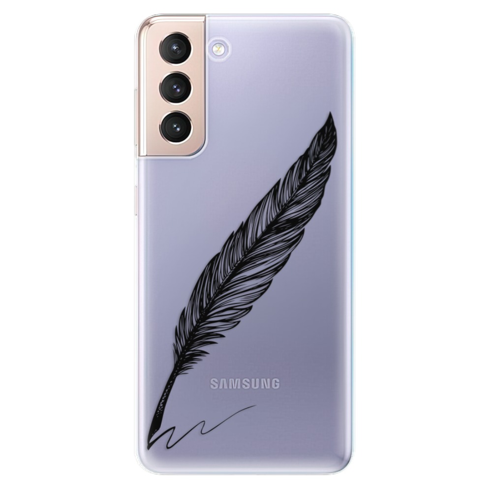 Odolné silikónové puzdro iSaprio - Writing By Feather - black - Samsung Galaxy S21