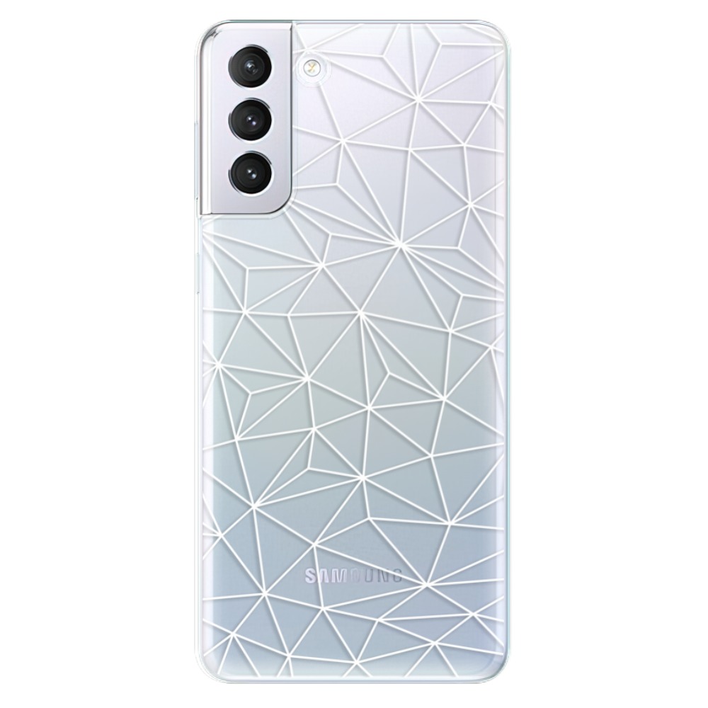 Odolné silikónové puzdro iSaprio - Abstract Triangles 03 - white - Samsung Galaxy S21+