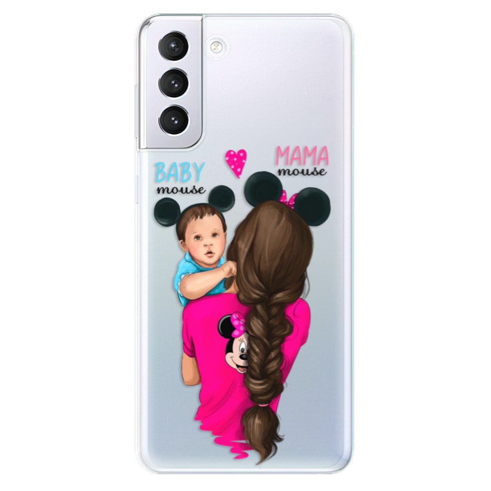 Odolné silikónové puzdro iSaprio - Mama Mouse Brunette and Boy - Samsung Galaxy S21+