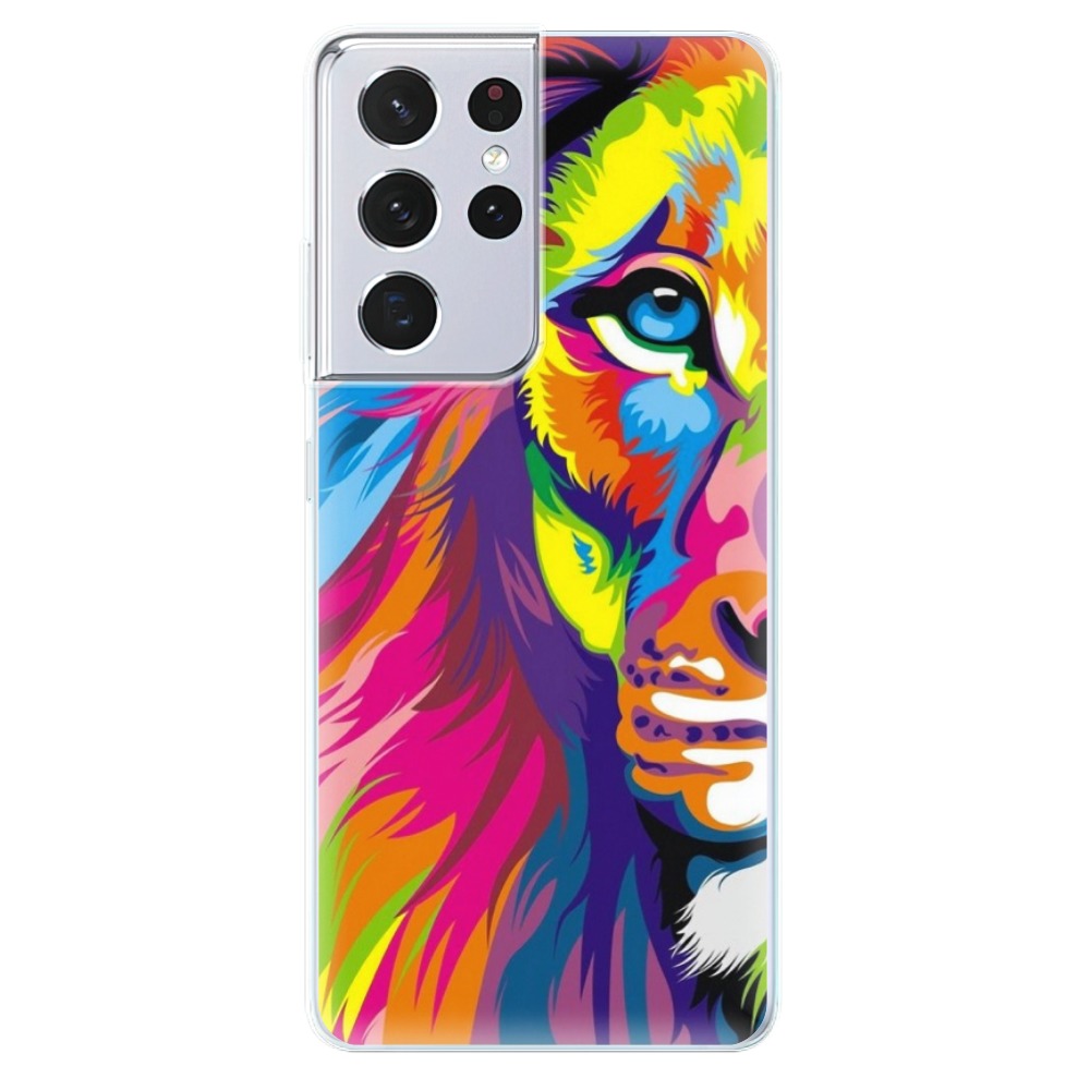 Odolné silikónové puzdro iSaprio - Rainbow Lion - Samsung Galaxy S21 Ultra