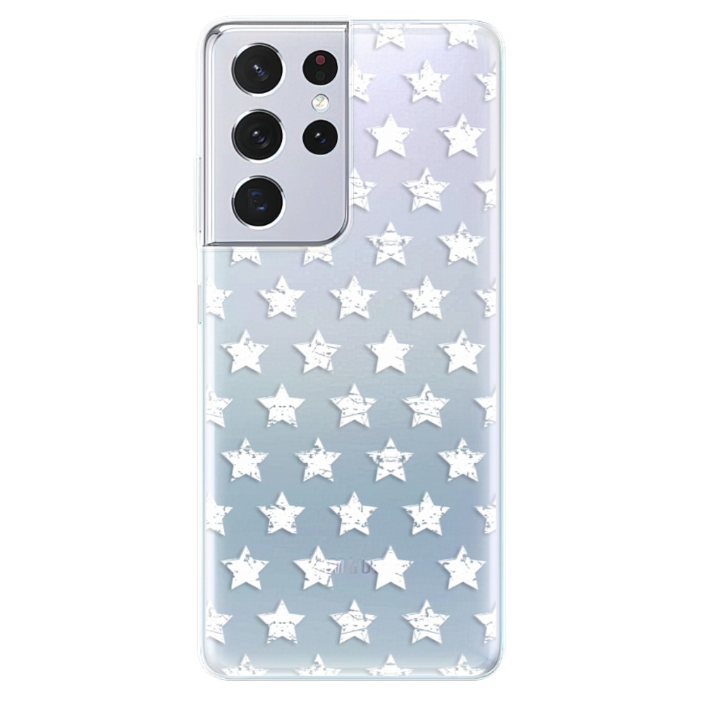 Odolné silikónové puzdro iSaprio - Stars Pattern - white - Samsung Galaxy S21 Ultra