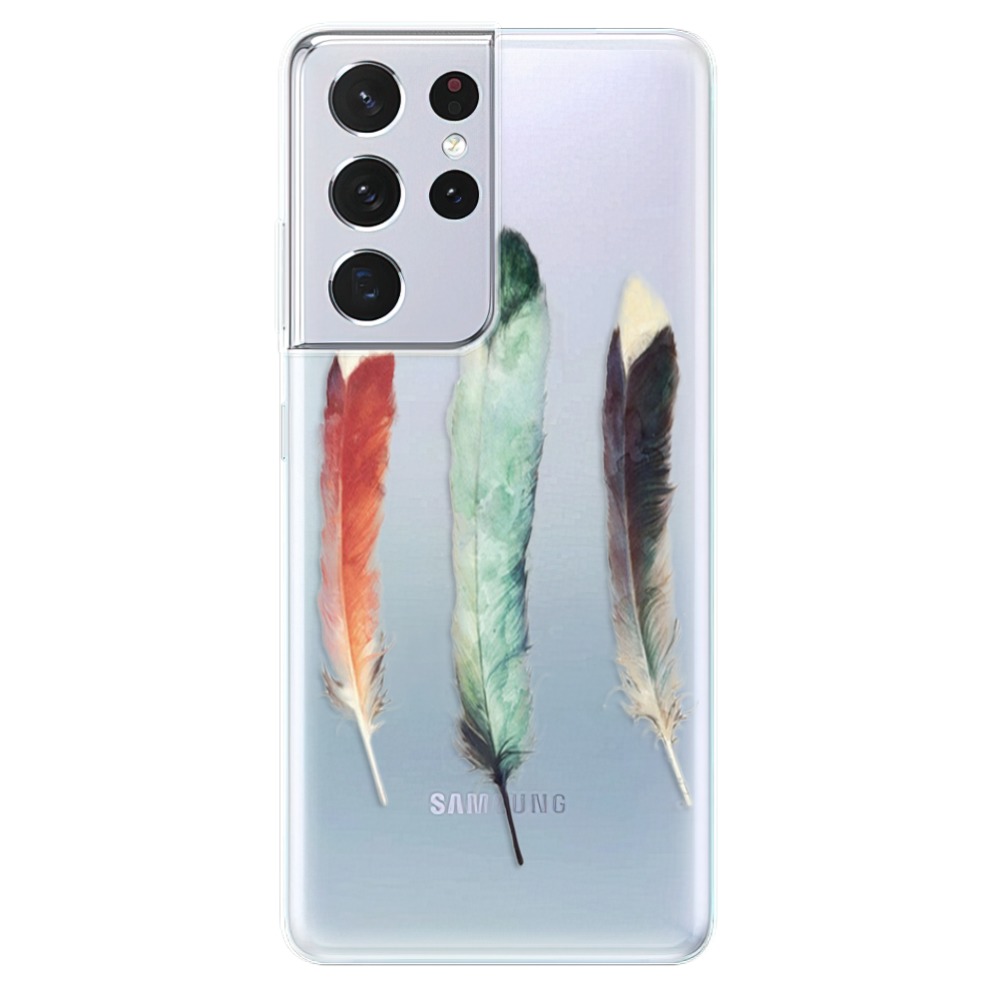 Odolné silikónové puzdro iSaprio - Three Feathers - Samsung Galaxy S21 Ultra