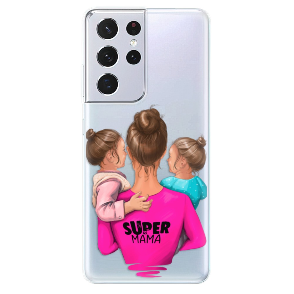 Odolné silikónové puzdro iSaprio - Super Mama - Two Girls - Samsung Galaxy S21 Ultra