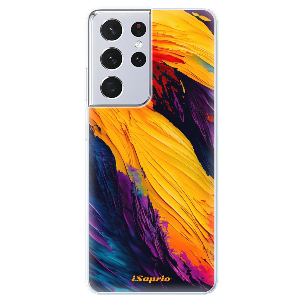 Odolné silikónové puzdro iSaprio - Orange Paint - Samsung Galaxy S21 Ultra