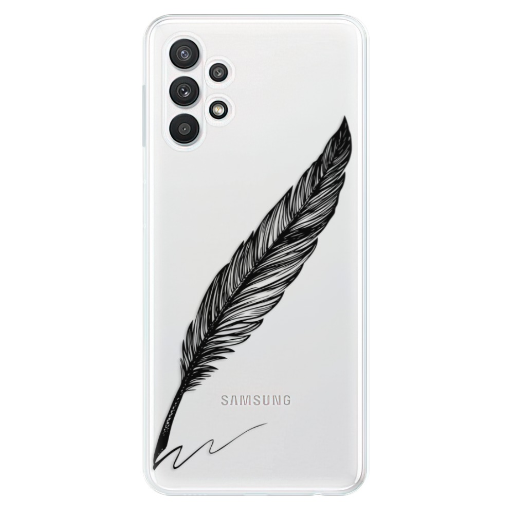 Odolné silikónové puzdro iSaprio - Writing By Feather - black - Samsung Galaxy A32