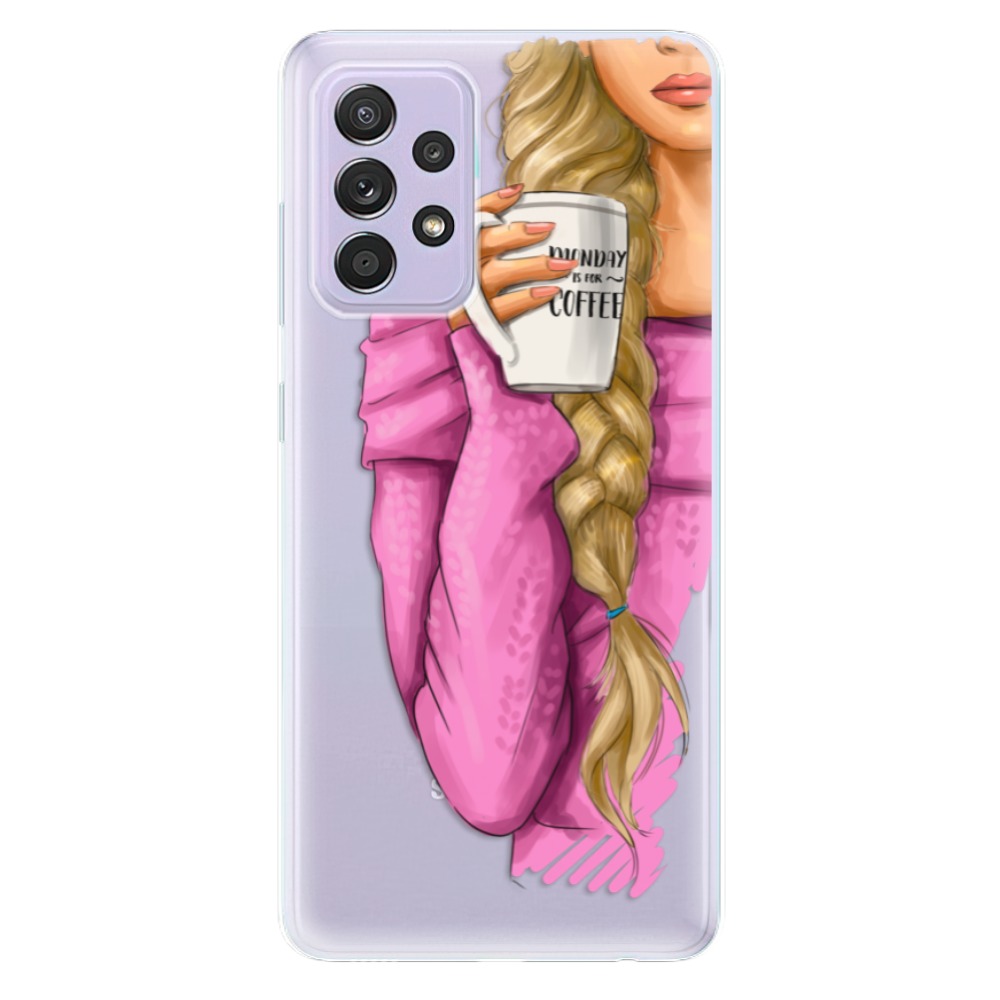 Odolné silikónové puzdro iSaprio - My Coffe and Blond Girl - Samsung Galaxy A52/A52 5G