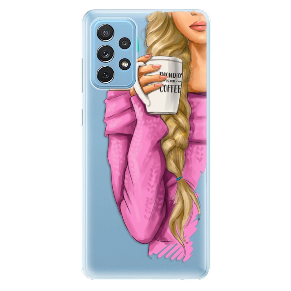 Odolné silikónové puzdro iSaprio - My Coffe and Blond Girl - Samsung Galaxy A72