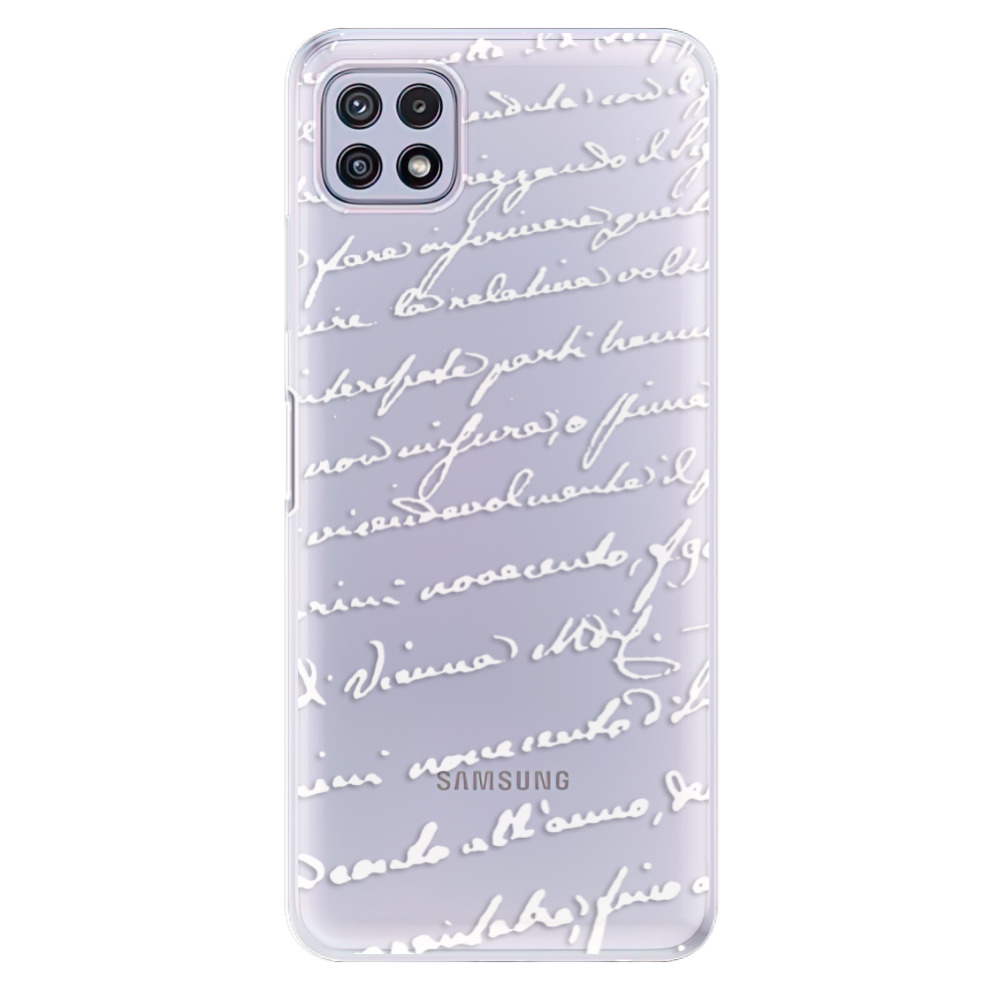 Odolné silikónové puzdro iSaprio - Handwriting 01 - white - Samsung Galaxy A22 5G