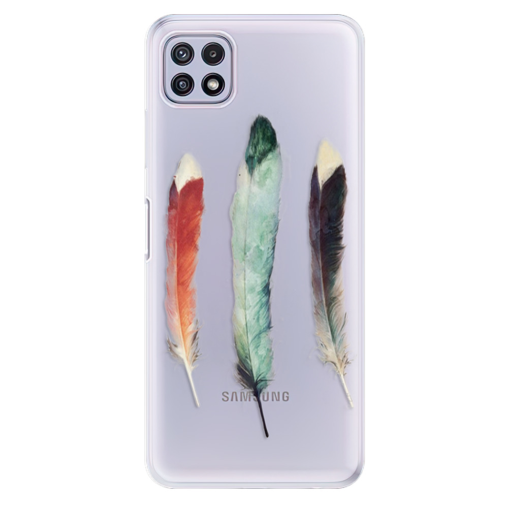 Odolné silikónové puzdro iSaprio - Three Feathers - Samsung Galaxy A22 5G