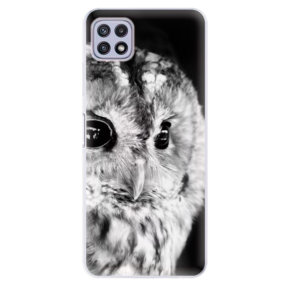 Odolné silikónové puzdro iSaprio - BW Owl - Samsung Galaxy A22 5G
