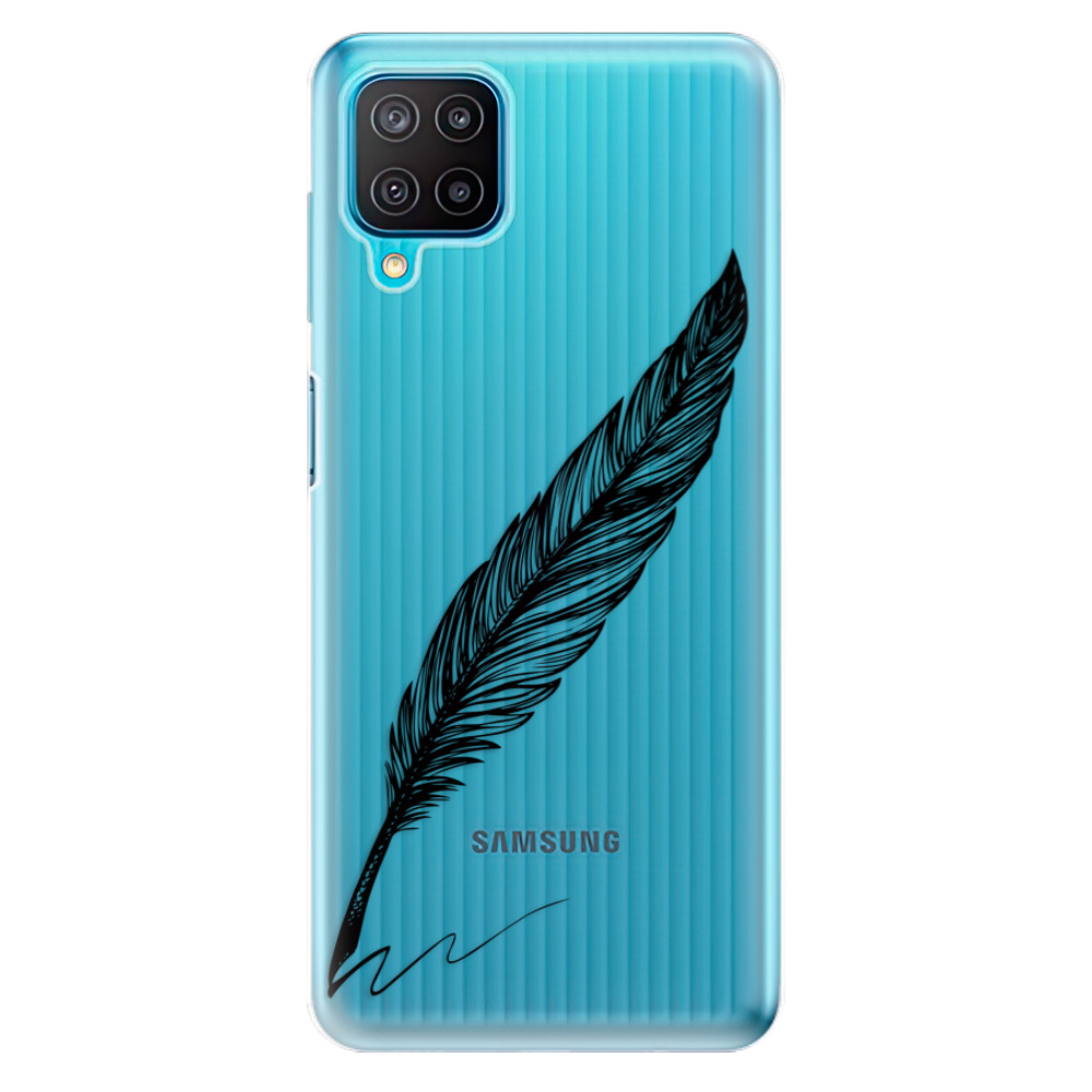 Odolné silikónové puzdro iSaprio - Writing By Feather - black - Samsung Galaxy M12