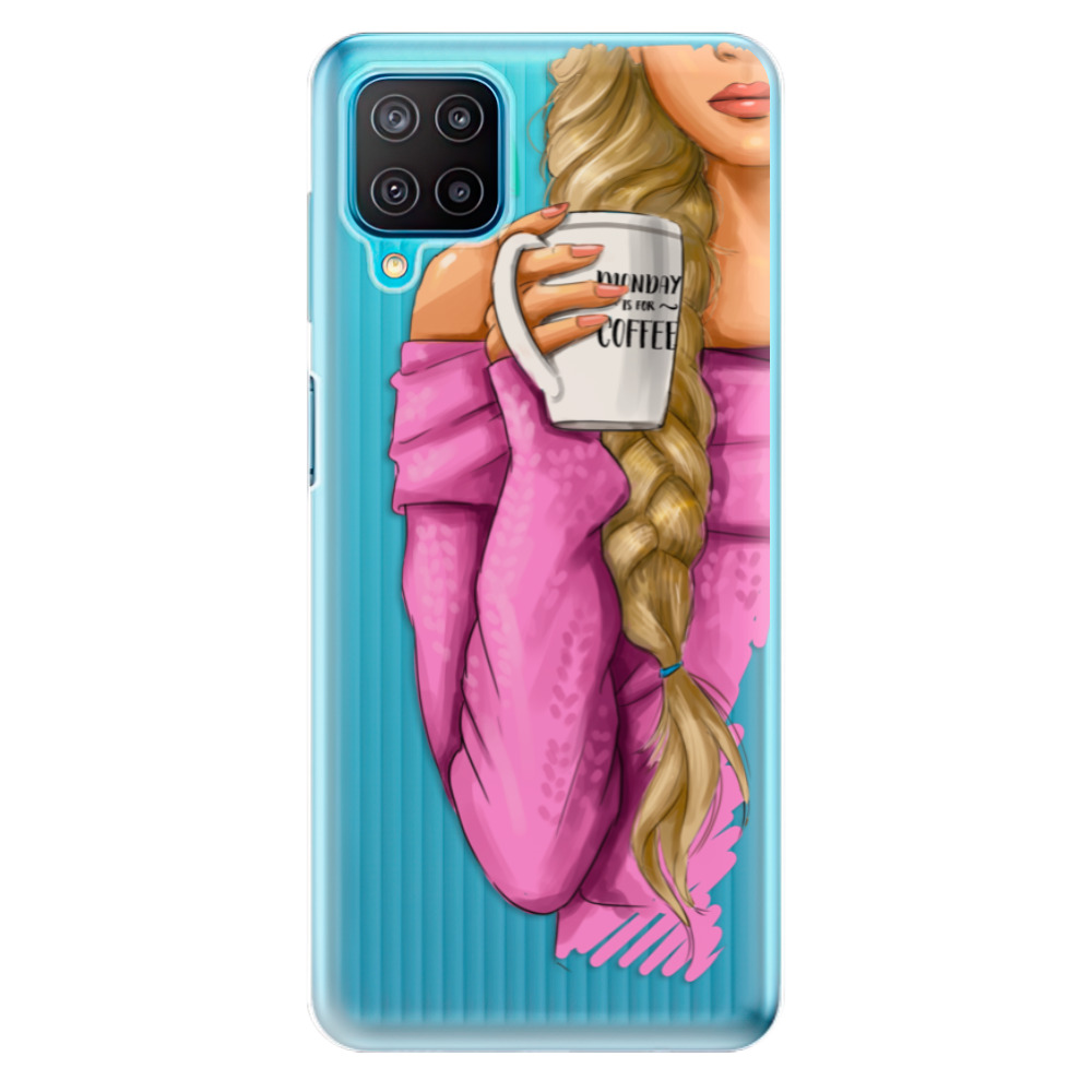 Odolné silikónové puzdro iSaprio - My Coffe and Blond Girl - Samsung Galaxy M12