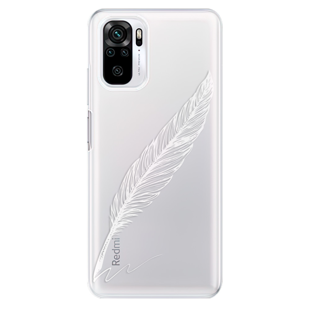 Odolné silikónové puzdro iSaprio - Writing By Feather - white - Xiaomi Redmi Note 10 / Note 10S