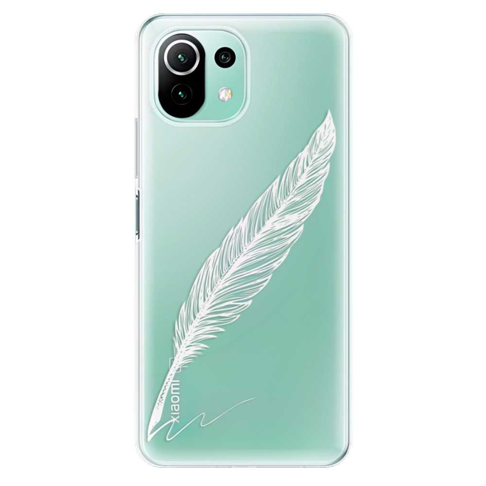 Odolné silikónové puzdro iSaprio - Writing By Feather - white - Xiaomi Mi 11 Lite