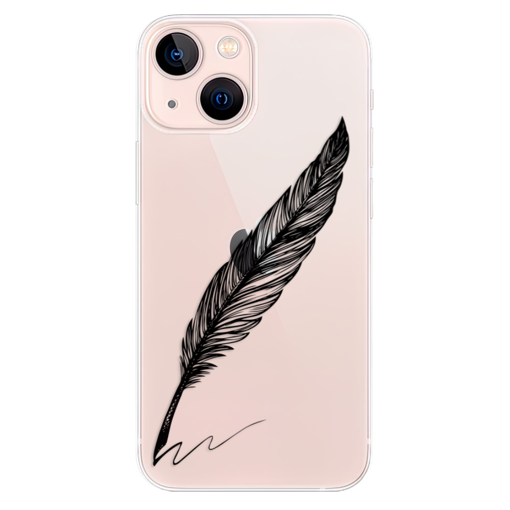 Odolné silikónové puzdro iSaprio - Writing By Feather - black - iPhone 13 mini