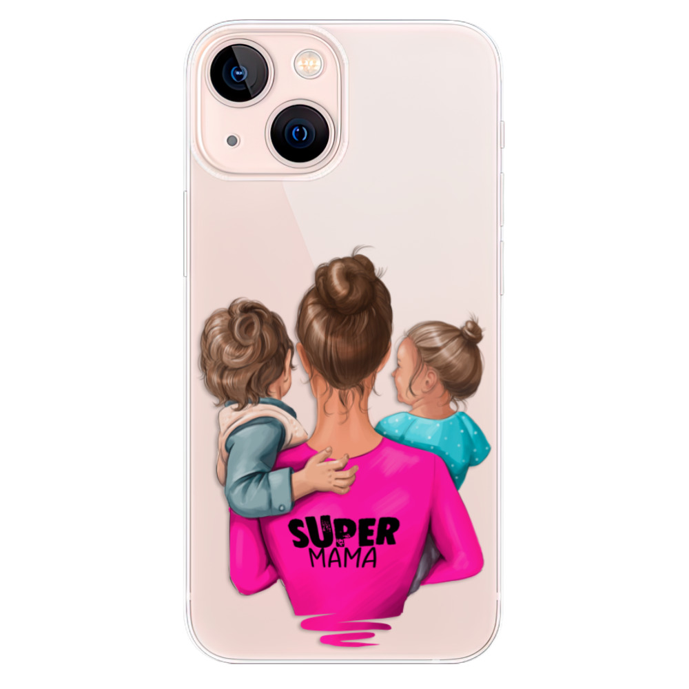 Odolné silikónové puzdro iSaprio - Super Mama - Boy and Girl - iPhone 13 mini
