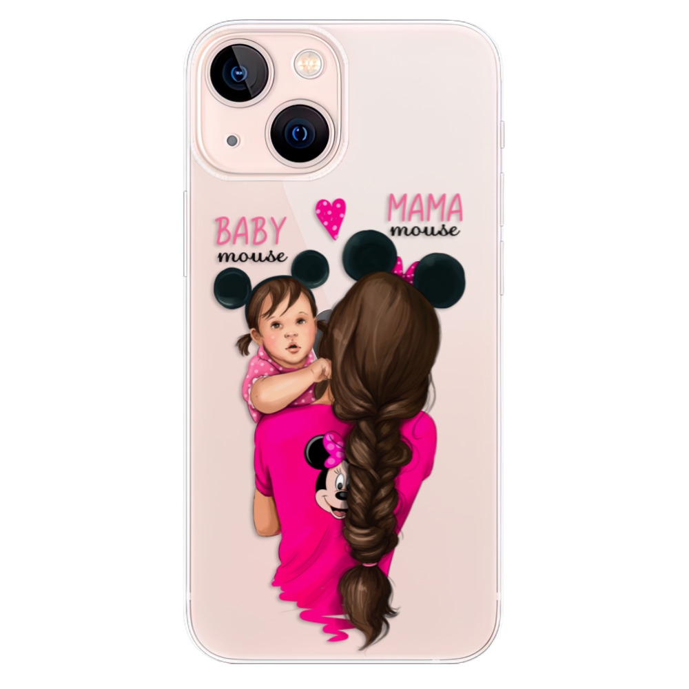 Odolné silikónové puzdro iSaprio - Mama Mouse Brunette and Girl - iPhone 13 mini