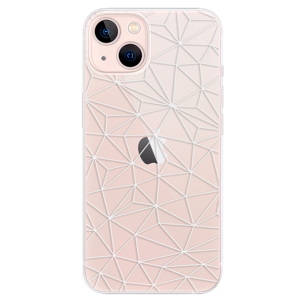 Odolné silikónové puzdro iSaprio - Abstract Triangles 03 - white - iPhone 13