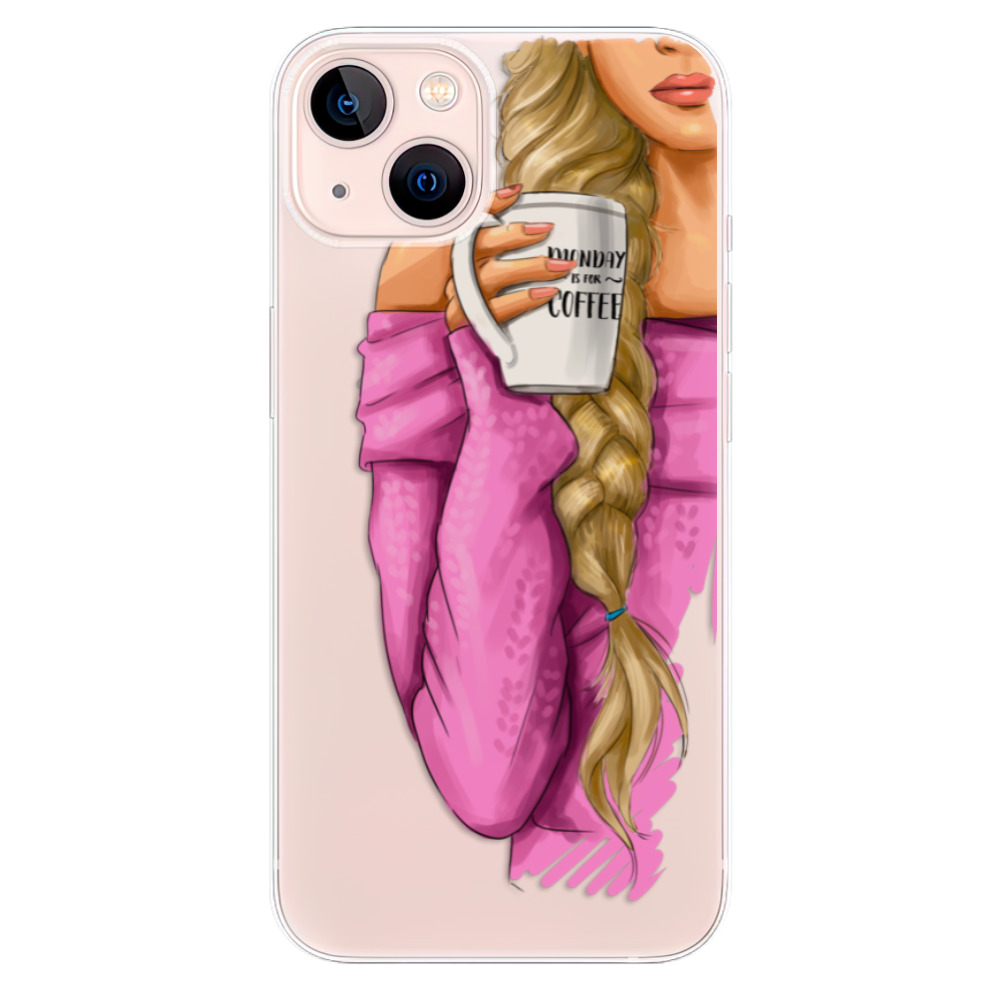 Odolné silikónové puzdro iSaprio - My Coffe and Blond Girl - iPhone 13