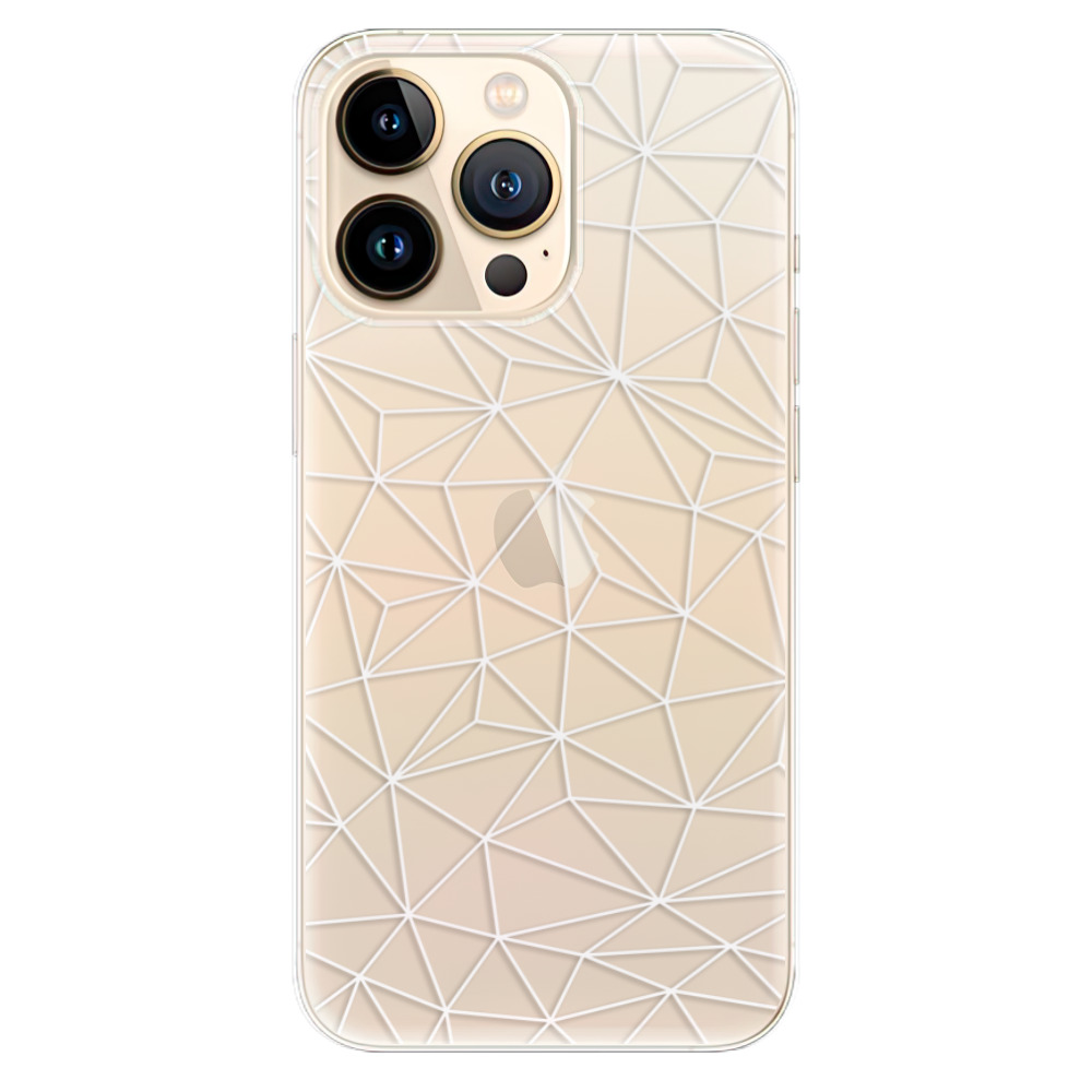 Odolné silikónové puzdro iSaprio - Abstract Triangles 03 - white - iPhone 13 Pro Max