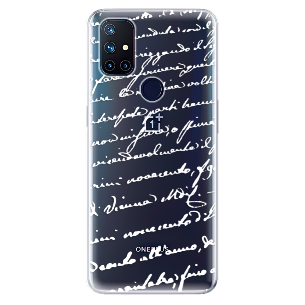 Odolné silikónové puzdro iSaprio - Handwriting 01 - white - OnePlus Nord N10 5G
