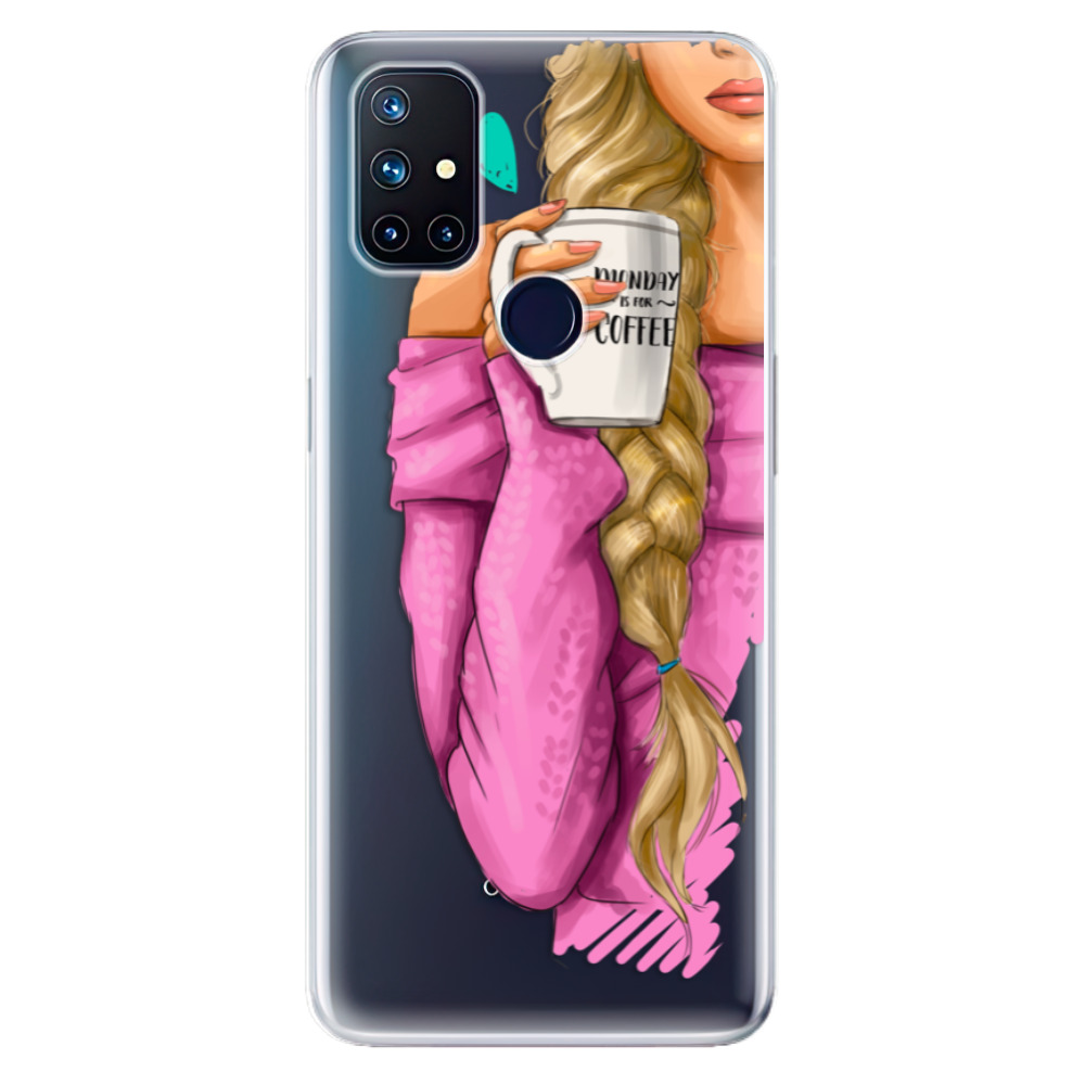 Odolné silikónové puzdro iSaprio - My Coffe and Blond Girl - OnePlus Nord N10 5G