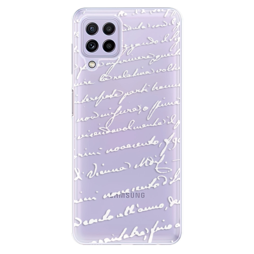 Odolné silikónové puzdro iSaprio - Handwriting 01 - white - Samsung Galaxy A22