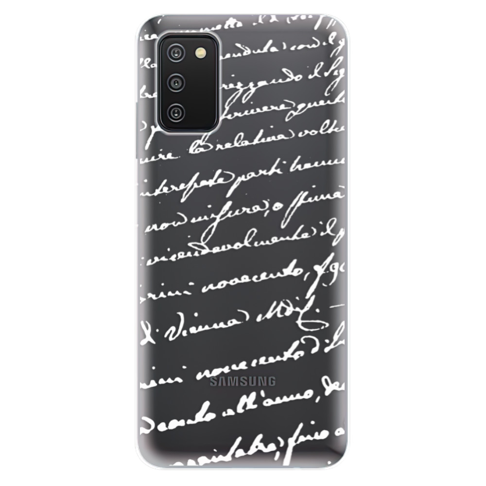 Odolné silikónové puzdro iSaprio - Handwriting 01 - white - Samsung Galaxy A03s