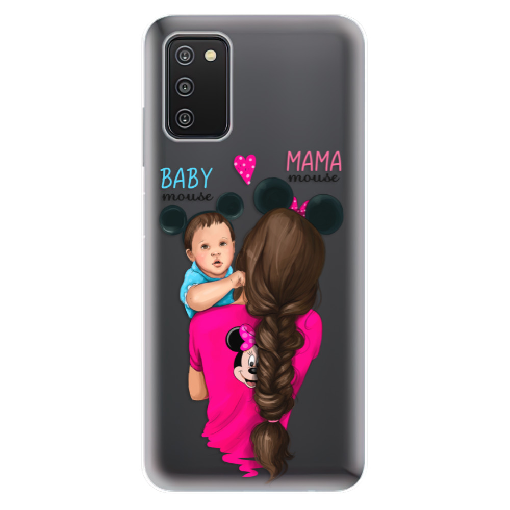 Odolné silikónové puzdro iSaprio - Mama Mouse Brunette and Boy - Samsung Galaxy A03s