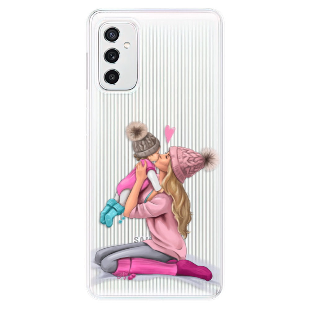 Odolné silikónové puzdro iSaprio - Kissing Mom - Blond and Girl - Samsung Galaxy M52 5G