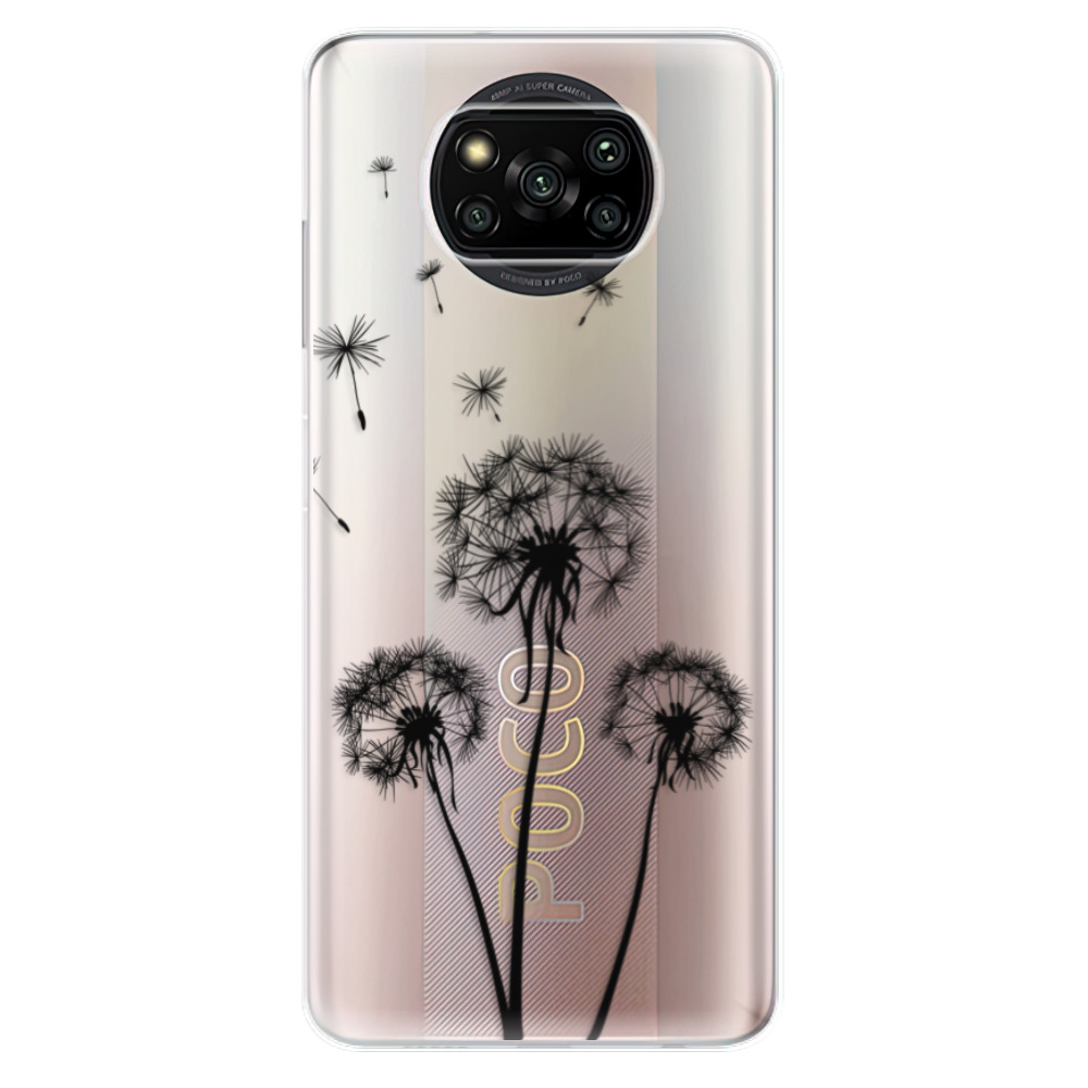 Odolné silikónové puzdro iSaprio - Three Dandelions - black - Xiaomi Poco X3 Pro / X3 NFC