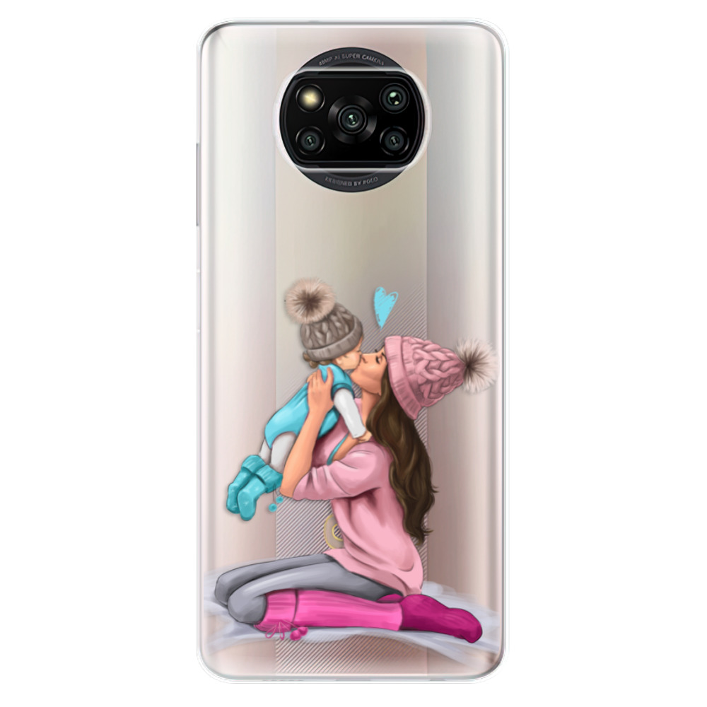 Odolné silikónové puzdro iSaprio - Kissing Mom - Brunette and Boy - Xiaomi Poco X3 Pro / X3 NFC