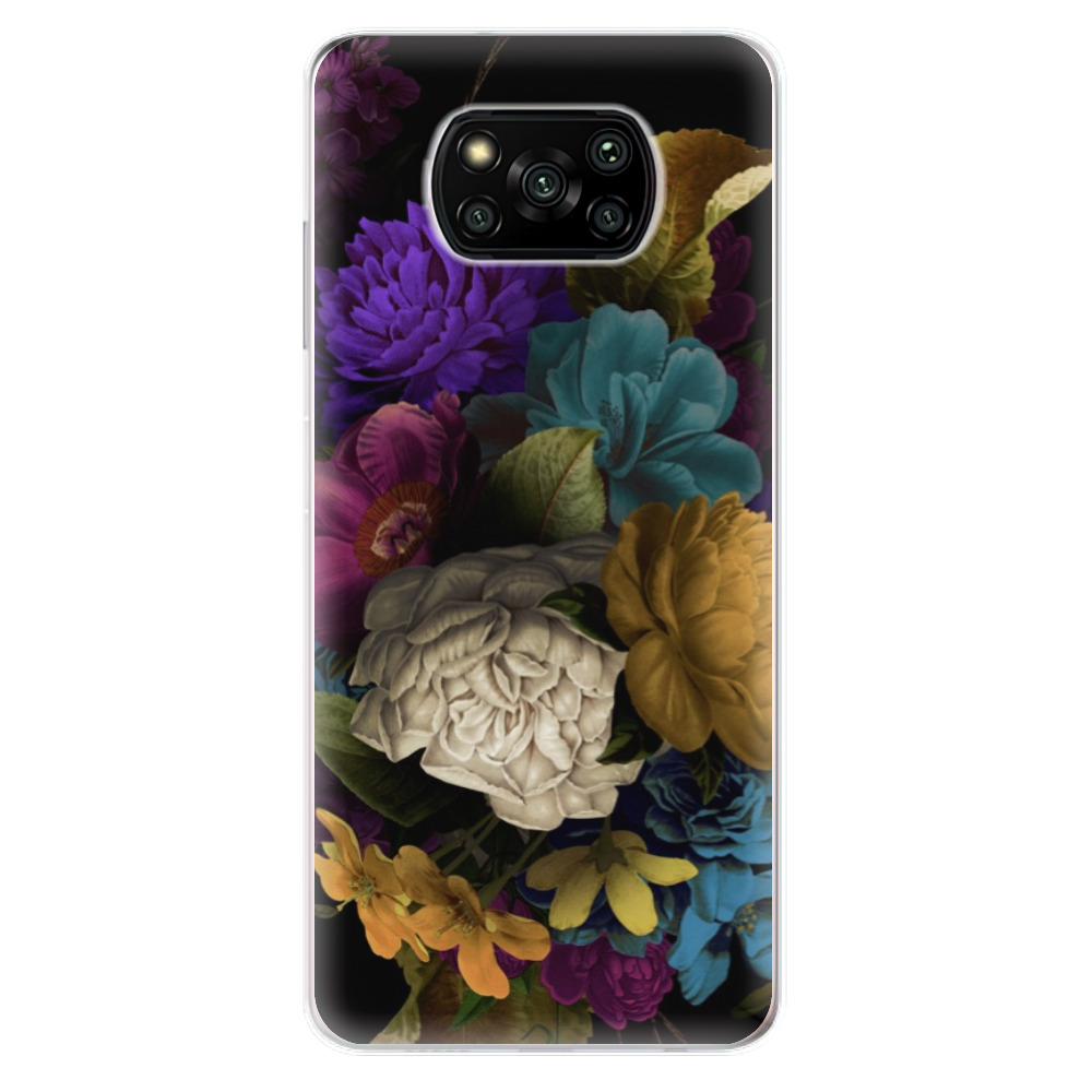 Odolné silikónové puzdro iSaprio - Dark Flowers - Xiaomi Poco X3 Pro / X3 NFC