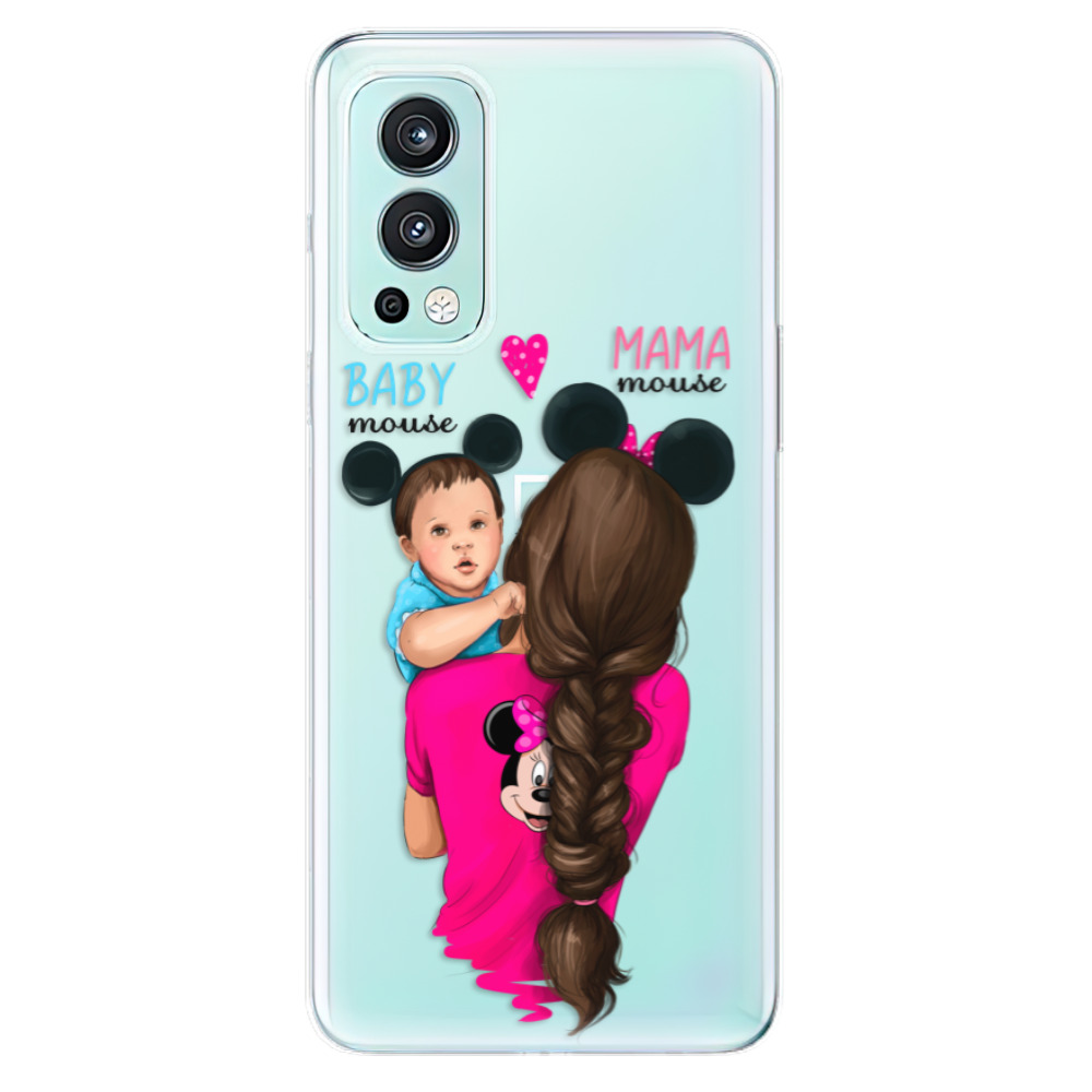 Odolné silikónové puzdro iSaprio - Mama Mouse Brunette and Boy - OnePlus Nord 2 5G