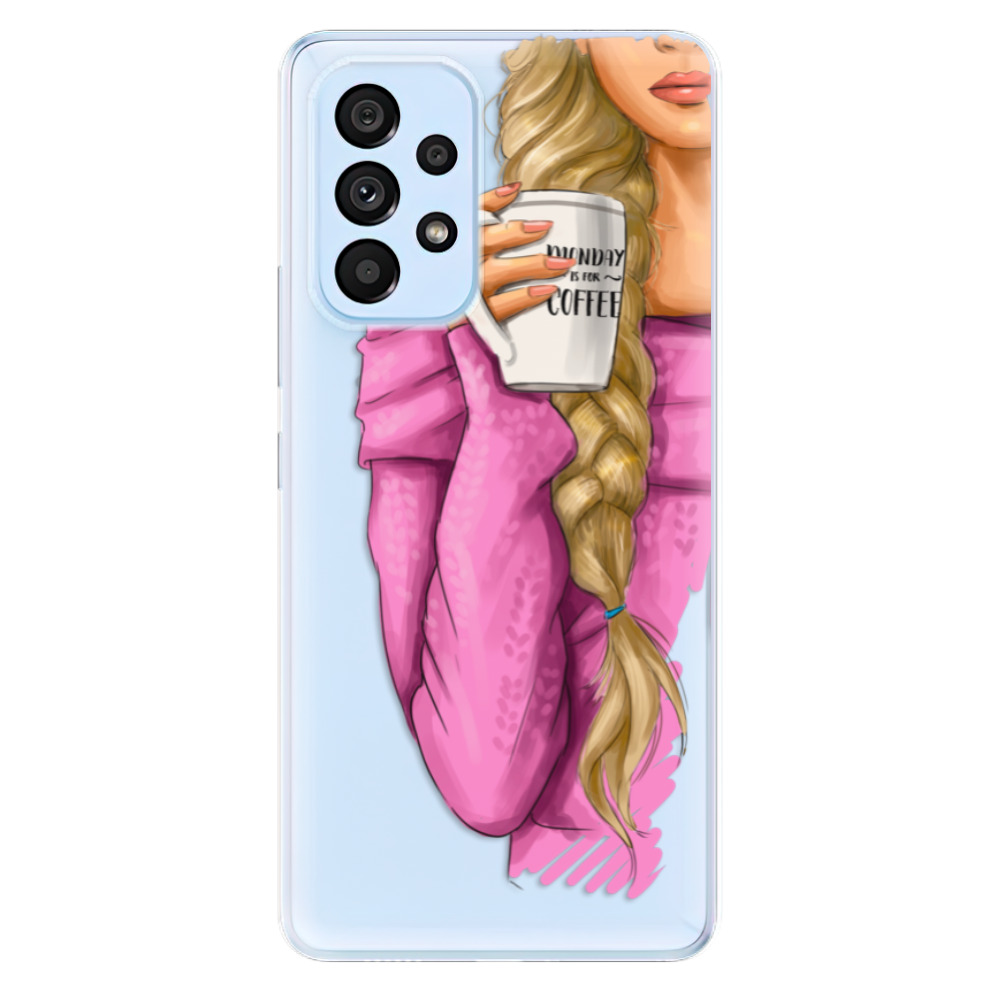Odolné silikónové puzdro iSaprio - My Coffe and Blond Girl - Samsung Galaxy A53 5G
