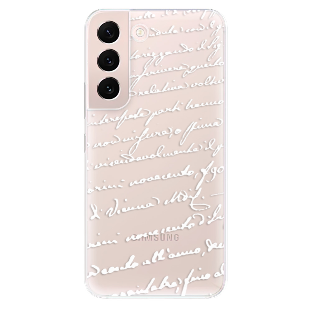 Odolné silikónové puzdro iSaprio - Handwriting 01 - white - Samsung Galaxy S22+ 5G