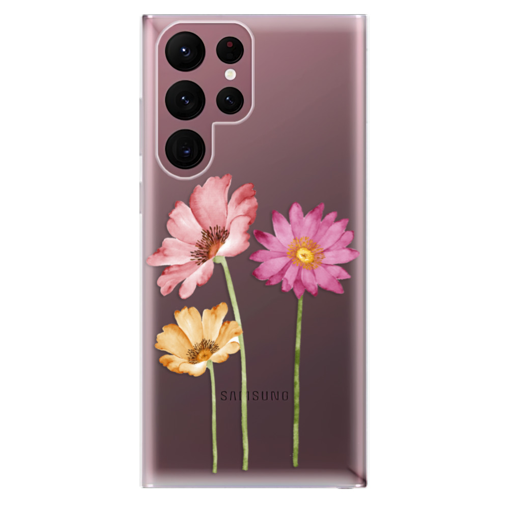 Odolné silikónové puzdro iSaprio - Three Flowers - Samsung Galaxy S22 Ultra 5G