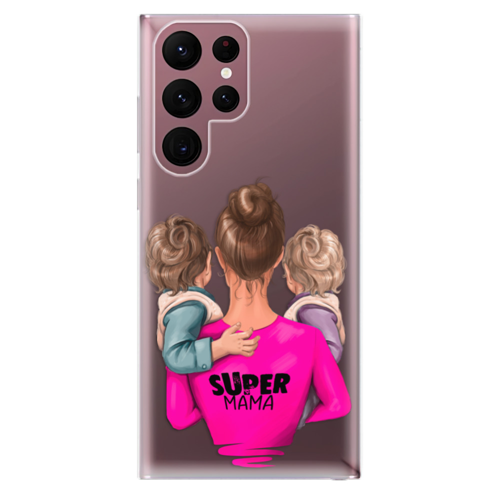 Odolné silikónové puzdro iSaprio - Super Mama - Two Boys - Samsung Galaxy S22 Ultra 5G