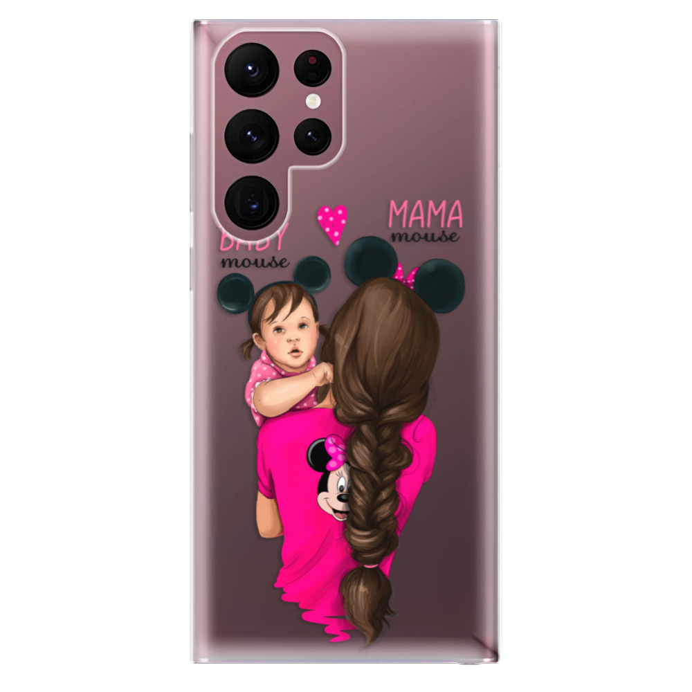 Odolné silikónové puzdro iSaprio - Mama Mouse Brunette and Girl - Samsung Galaxy S22 Ultra 5G