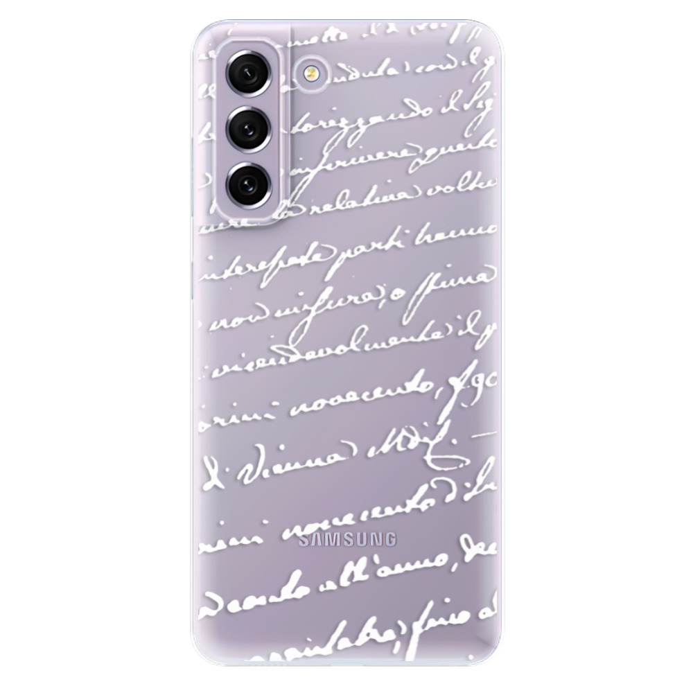 Odolné silikónové puzdro iSaprio - Handwriting 01 - white - Samsung Galaxy S21 FE 5G