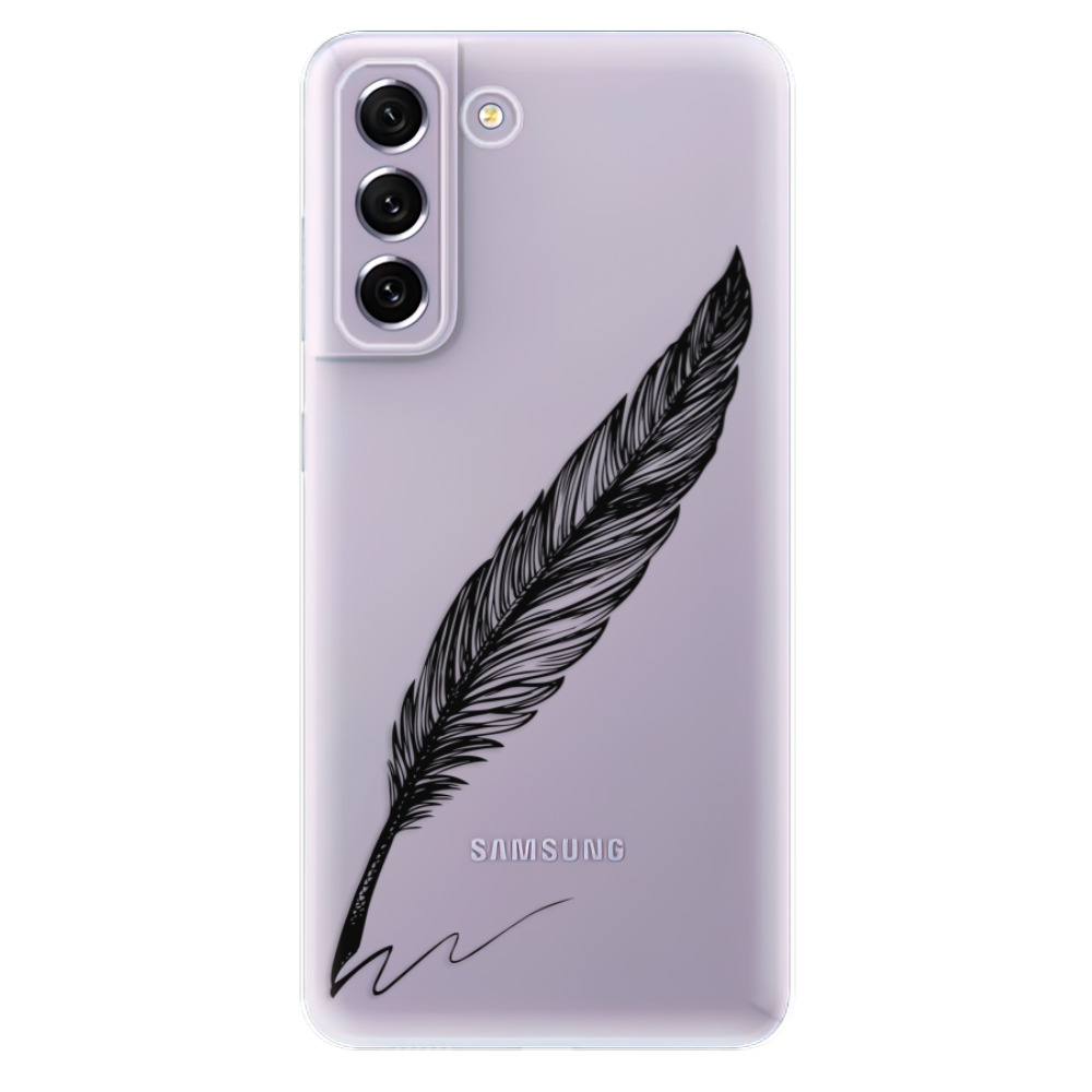 Odolné silikónové puzdro iSaprio - Writing By Feather - black - Samsung Galaxy S21 FE 5G