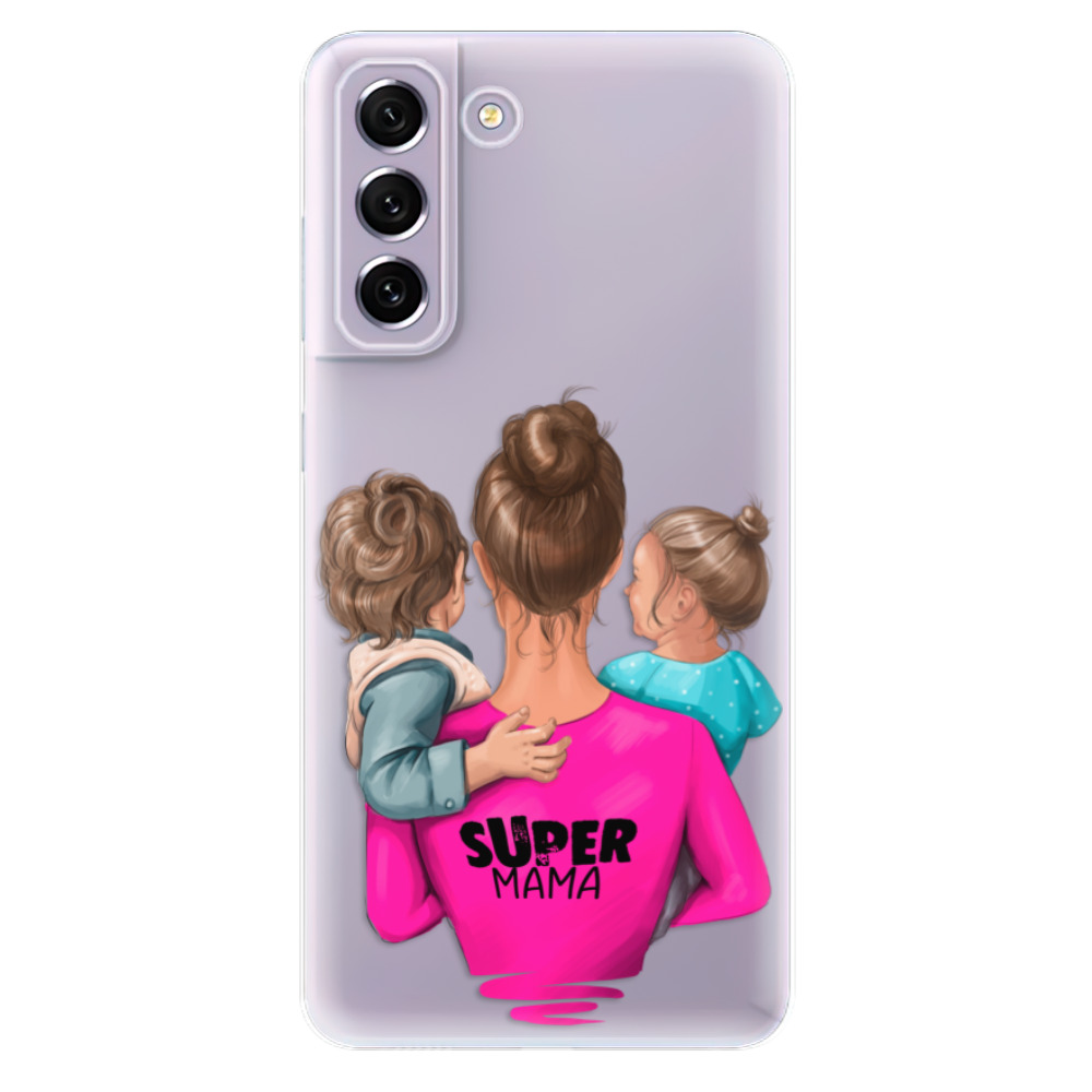 Odolné silikónové puzdro iSaprio - Super Mama - Boy and Girl - Samsung Galaxy S21 FE 5G