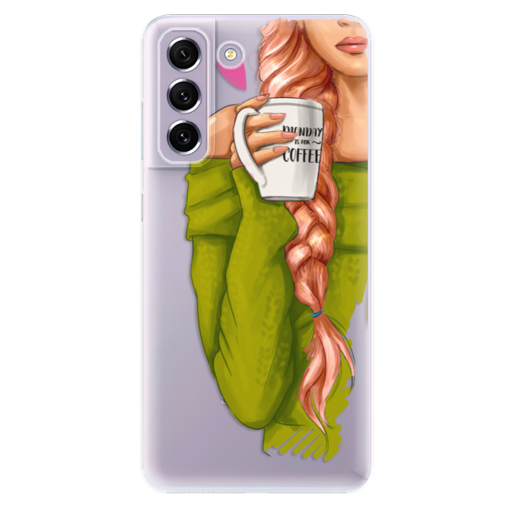 Odolné silikónové puzdro iSaprio - My Coffe and Redhead Girl - Samsung Galaxy S21 FE 5G