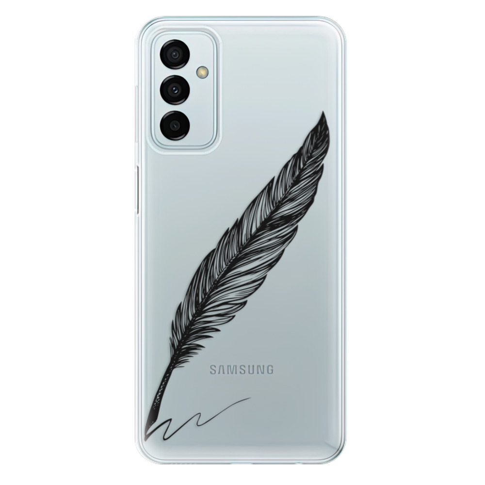 Odolné silikónové puzdro iSaprio - Writing By Feather - black - Samsung Galaxy M23 5G