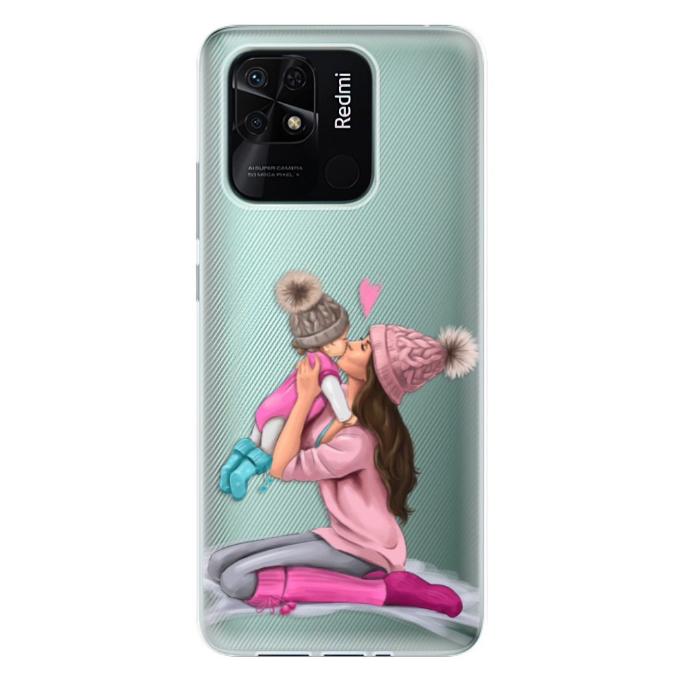 Odolné silikónové puzdro iSaprio - Kissing Mom - Brunette and Girl - Xiaomi Redmi 10C