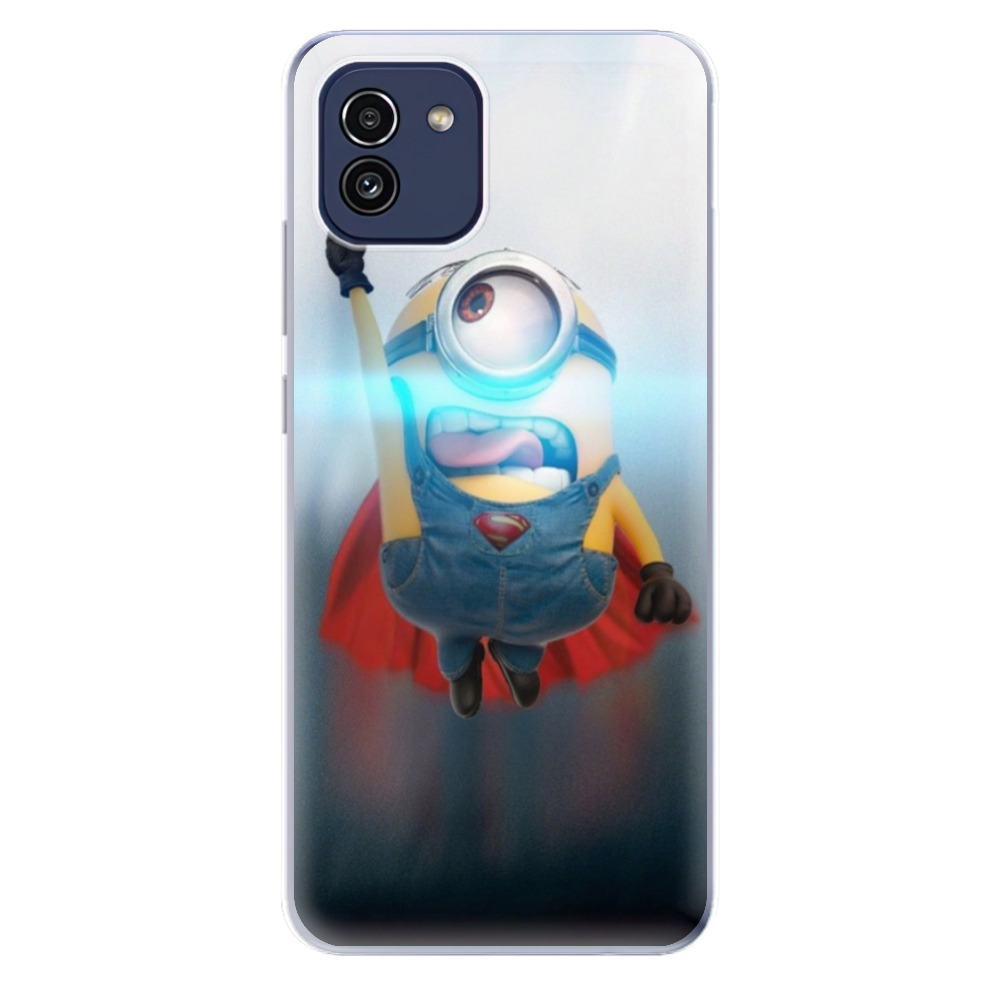 Odolné silikónové puzdro iSaprio - Mimons Superman 02 - Samsung Galaxy A03