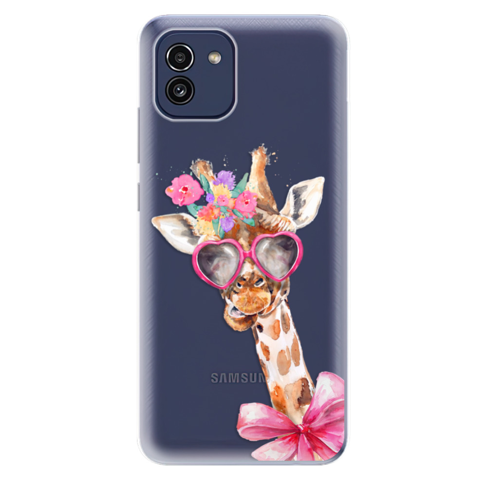 Odolné silikónové puzdro iSaprio - Lady Giraffe - Samsung Galaxy A03
