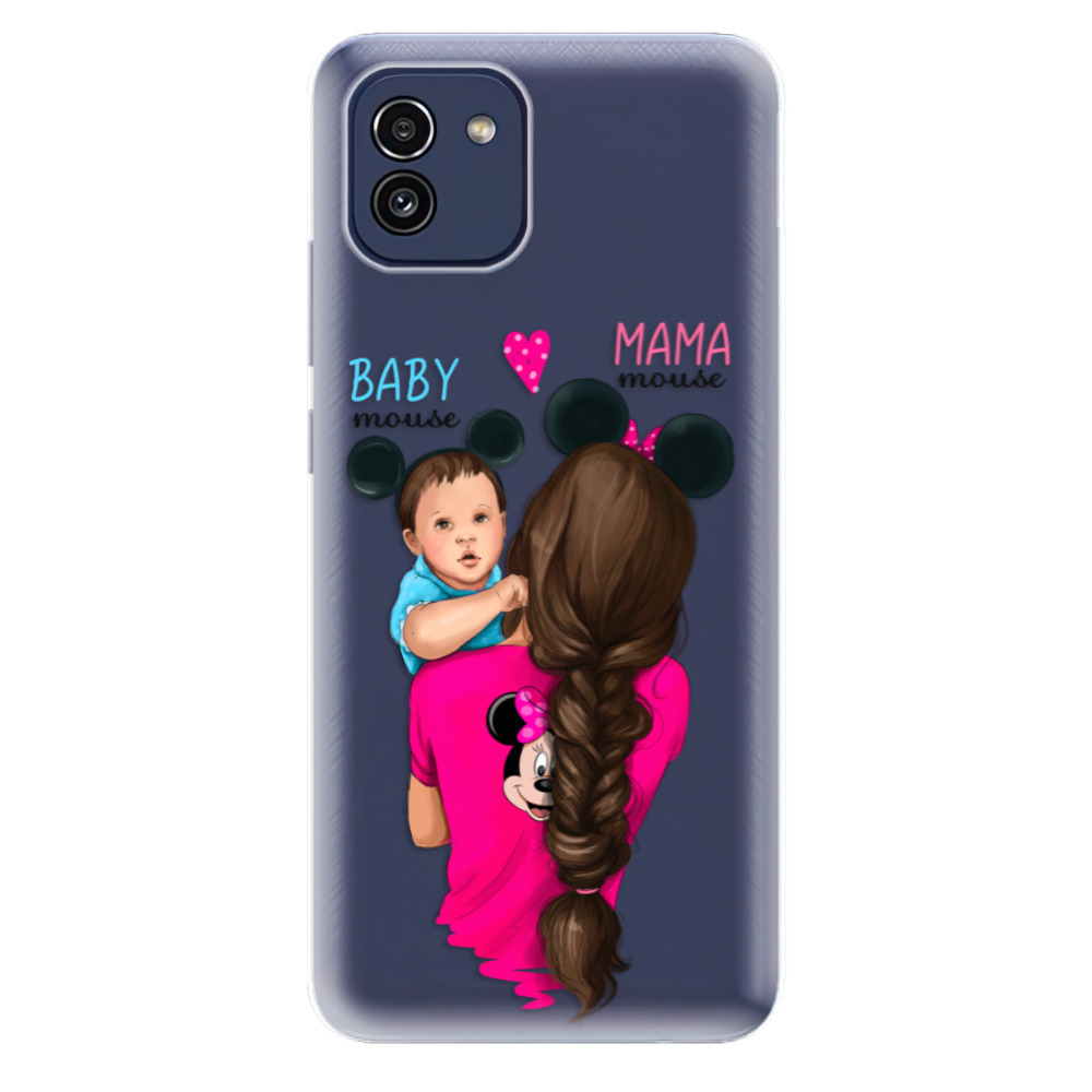 Odolné silikónové puzdro iSaprio - Mama Mouse Brunette and Boy - Samsung Galaxy A03