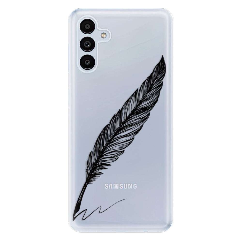 Odolné silikónové puzdro iSaprio - Writing By Feather - black - Samsung Galaxy A13 5G
