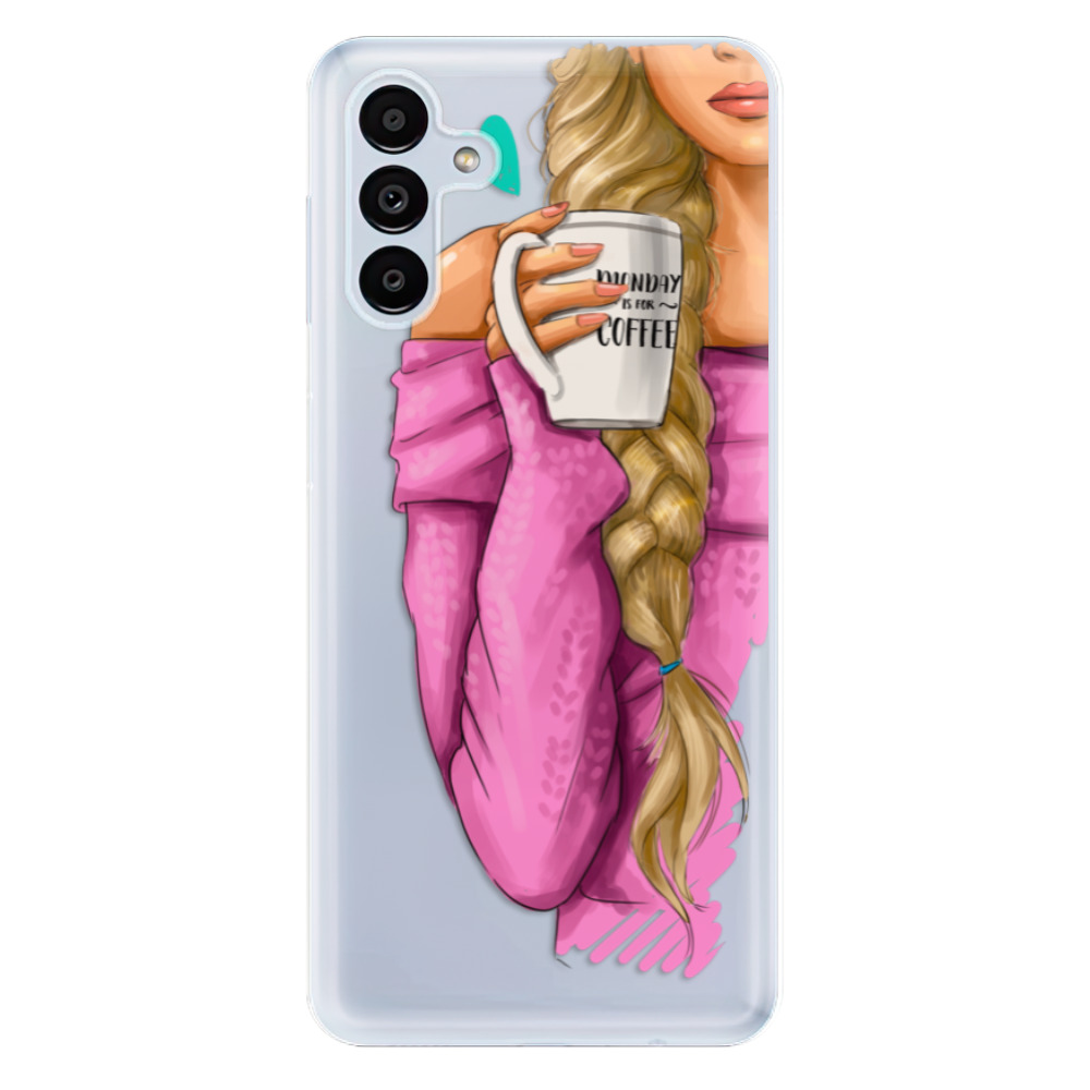 Odolné silikónové puzdro iSaprio - My Coffe and Blond Girl - Samsung Galaxy A13 5G